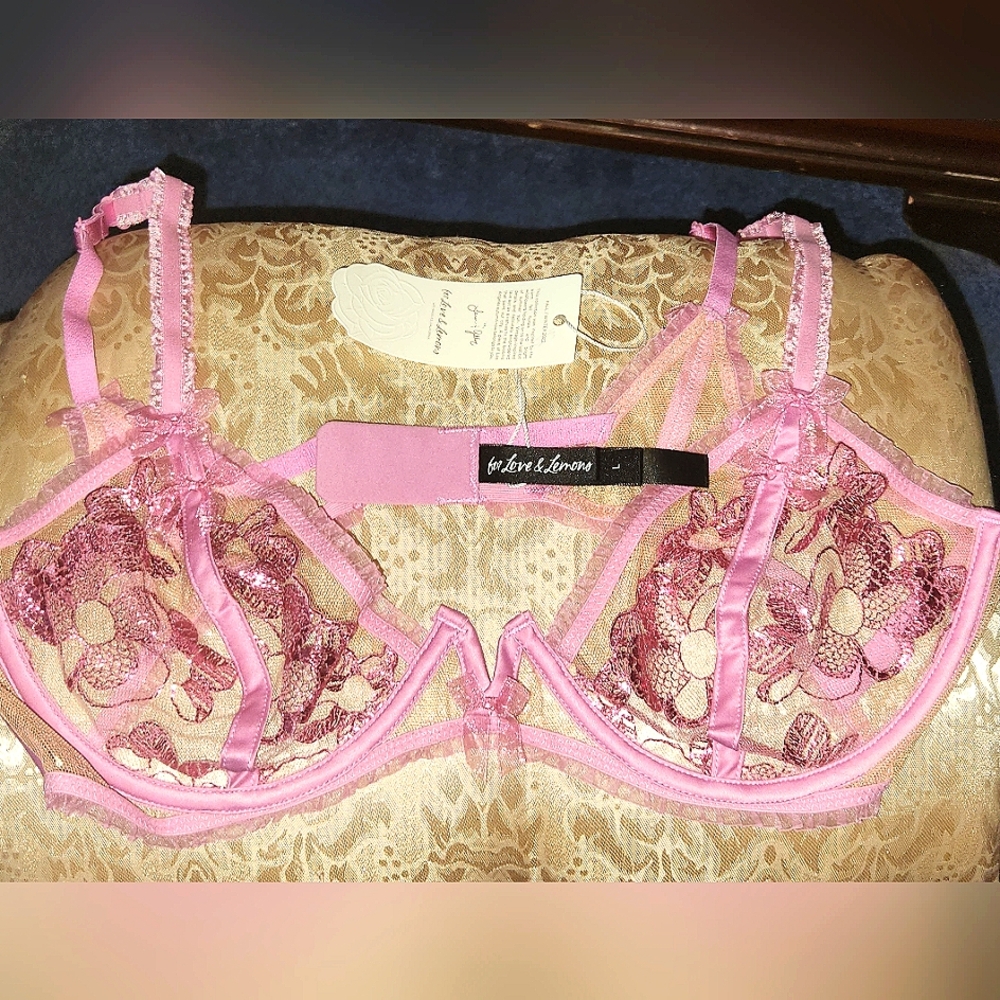 FOR LOVE & LEMONS PINK UNDERWIRE BRA, L (8/10) See Chart NWT
